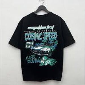 Street Life Men Car Print Y2k T-Shirt, School